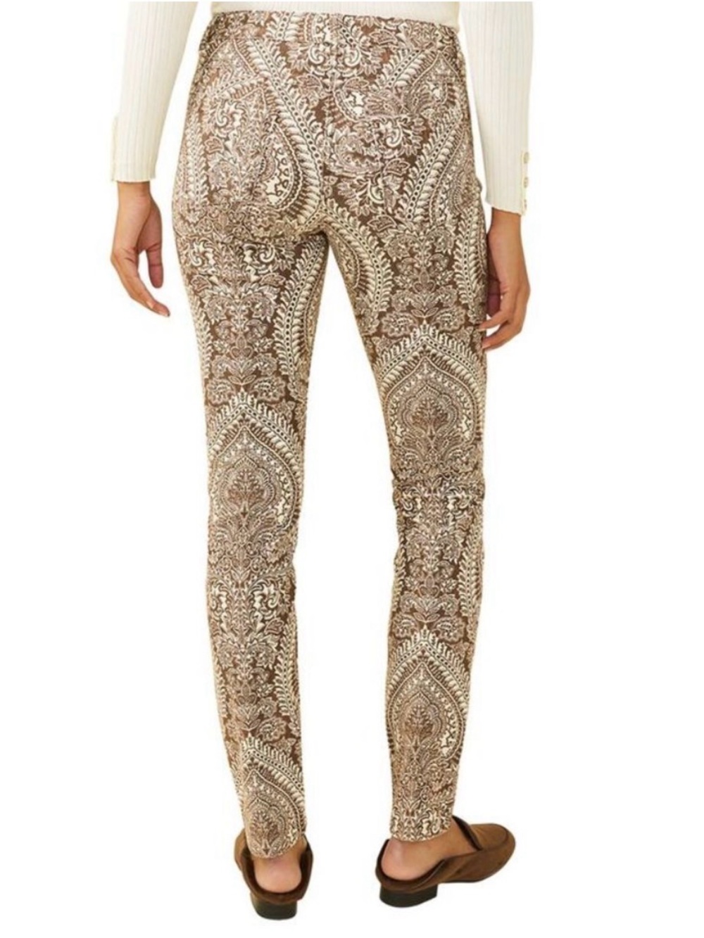 J. McLaughlin Lexi Brown/Off-White Mega Ravi Paisley Boho Print Pant Jeans Sz 12 - Picture 4 of 17